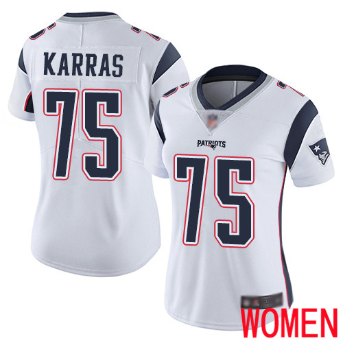 New England Patriots Football #75 Vapor Untouchable Limited White Women Ted Karras Road NFL Jersey->new england patriots->NFL Jersey